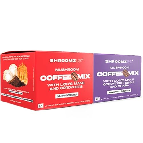Shroomzup 2 in 1 Red Mushroom Coffee and Purple Mushroom Coffee Mix - 30 Servings