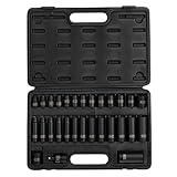SUNEX TOOLS 3330, 3/8 Inch Drive Master Impact Socket Set, 12-Point, 29-Piece, Metric, 8mm-22mm, Standard/Deep, Cr-Mo Steel, Heavy Duty Storage Case, Includes Universal Joint