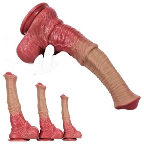 Tcskios Extra Lange Realistischer Dildos Horse Dildo Mit Saugnapf Animal Dicker Pferd Hoden Dildo Anal Analdildo Butt Plug Große Tier Penis Nachbildung Sex Spielzeug Für die Frauen Männer Paare (S)