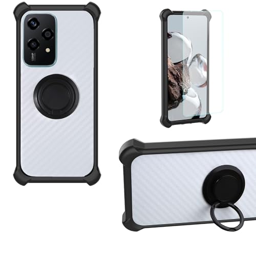 jioeuinly Case Compatible for Honor 200 Lite Phone Case Cover PC backplane + Silicone Soft Frame Cover [360 Metal Ring, Magnetic Car Mount] CSKB-HEI