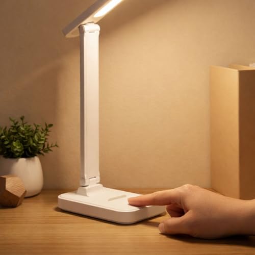 Image of SaleOn Rechargeable Study Table Lamp for Students with Mobile Holder, Touch Control, 3 Color Modes, Adjustable Brightness, LED Desk Lamp for Study, Office Work, Reading - 6 Month Warranty