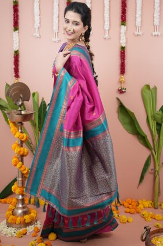 Image of SGF11 Women's Kanjivaram Pure Soft Silk Saree With Unstitched Blouse Piece