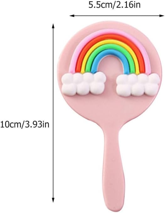 Cute Rainbow Handheld Makeup Mirror, Small Travel Hand Mirror with Handle
