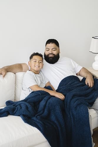 Image of SARANONI Bamboni Luxury Throw Blanket | Super Soft Plush Home Decorative Comfy Blankets for Sofa, Couch or Bed | Blue, Large - 50 inch x 60 inch