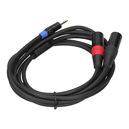 Cuifati 3.5mmステレオ男性からデュアル2 XLRプラグコネクタオーディオコンバーターアダプターケーブルコード、金メッキコンタクト、24AWG銅、パワーアンプのための二重層シールド、ミキサー、CDプレーヤー (#2)