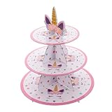 VERDANVERSE Puesto De Pasteles Puestos De Postres Soporte De Galletas Bandeja De Pastel De Fiesta Decoraciones De Pastel De Cumpleaños De Unicornio Soporte De La Magdalena De La Torta Papel