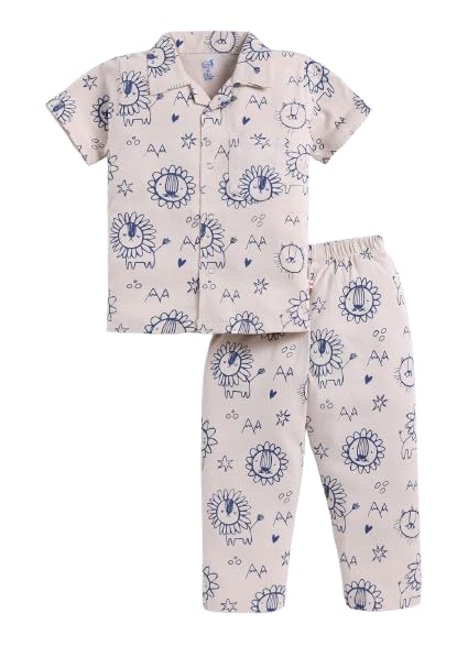 appleeye Kids Lion Print Cotton Nightsuit Set, Short Sleeve Shirt with Pyjama - Review, Price and Buying Guide