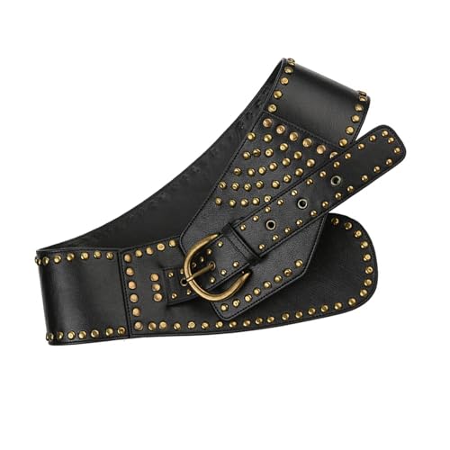 2000s Punk Waistbelt Decorative Belt For Pants Fashion Rivet Studded Belt Popular Wasitband PU Leather Wide Waist Belt