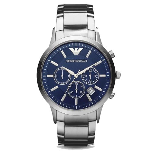 Emporio Armani Orologio Uomo, movimento cronografo, cassa in acciaio inossidabile 43 mm con bracciale in acciaio inossidabile,...