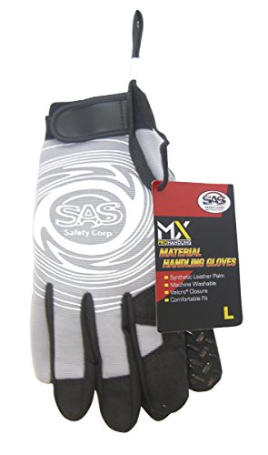 SAS Safety 6313 Mechanic's Material Handling Safety Gloves, Gray, Large
