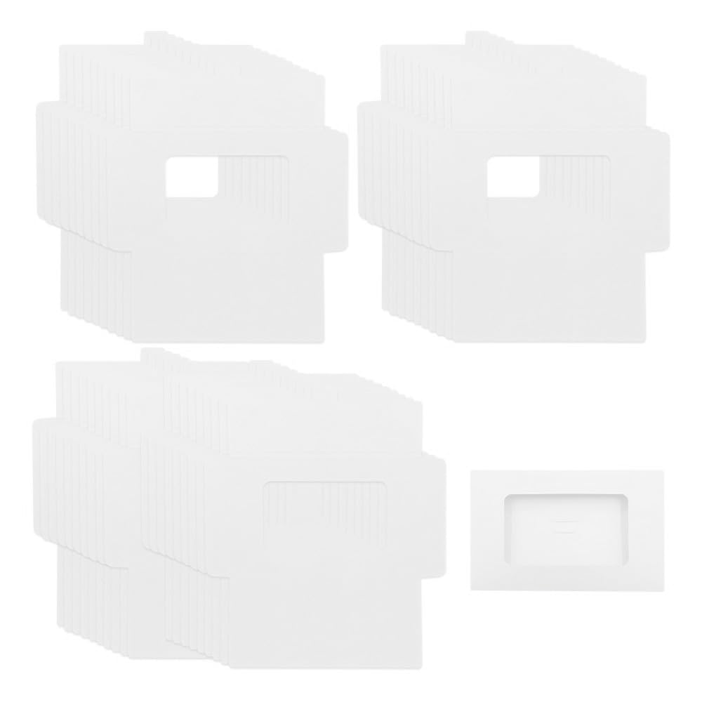 ONEBO 40 Pcs 15.1 x 10.8 x 0.5 cm of Postcard Packaging Box, Kraft Paper Box, Postcard Protection Sleeves A6 with Window, for Use with Vintage Postcards, Photographs, Cards, Postcards Storage - White