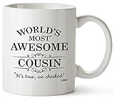 Father Day Gifts For Cousin Funny Cousins Day Gifts, Cousin Best Ever Birthday Coffee Mugs Cups, For The Greatest Cousin's Birthdays Novelty Cup Ideas, World's Most Awesome Cousin Gag Mug