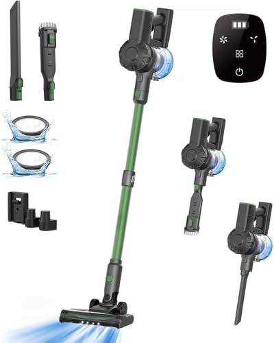 Vexilar Akku Staubsauger 40KPa, Staubsauger Kabellos mit HyperMotor™ 500W Bürstenloser Motor, Akkustaubsauger mit 50min Laufzeit, Kabelloser Staubsauger mit Berührungsbildschirm für Hartboden Teppich