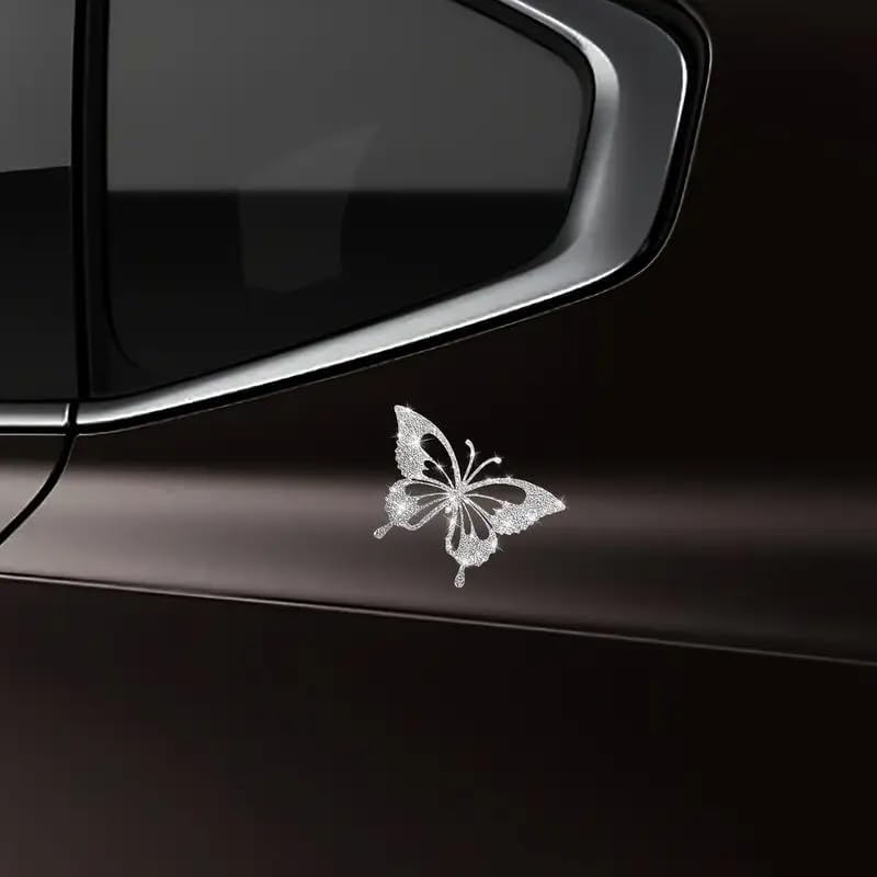 2PCS Sparkling Butterfly Self-Adhesive PVC Rainbow Glittery Decal Sticker for Cars, Laptops, Trucks, Motorcycles Wall Window Luggage Scratch Cover Door Multi-Surface Decor Sticker - Image 4