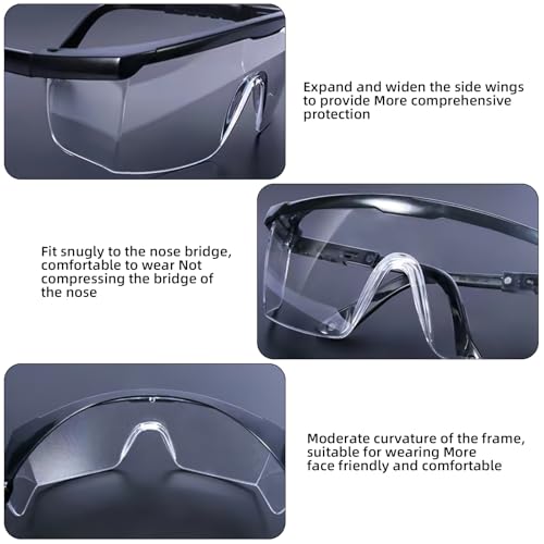 HFMYGS 2 Stück Schutzbrille, Arbeitsschutzbrille,Transparent Schutzbrille Chemie, Vollsicht-Laborbrille Laborschutzbrille, Safety Glasses, für Labore, Radfahren Unter Anderem