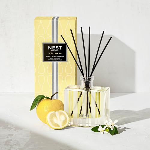 NEST New York Reed Diffuser, Sunlit Yuzu & Neroli - 5.9 fl oz - Fragrance for Up to 90 Days - Reusable, Refillable Glass Holder - Includes 8 All-Natural Reed Sticks - Flame Free - Thumbnail 4