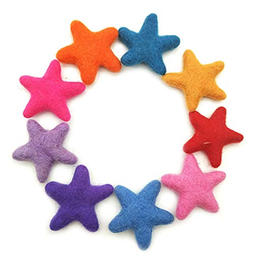 Egurs Estrellas de fieltro para manualidades, 10 unidades, 7 cm, 100% lana