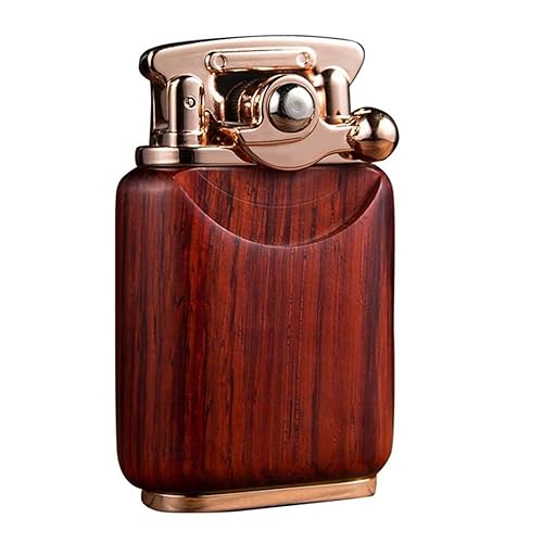 HESTAY Encendedor de Queroseno Hecho a Mano, Caja de Madera, mechero de Gasolina Antiguo con Llama Suave, colección Reutilizable a Prueba de Viento, Personalidad Decorativa, for papá y Marido