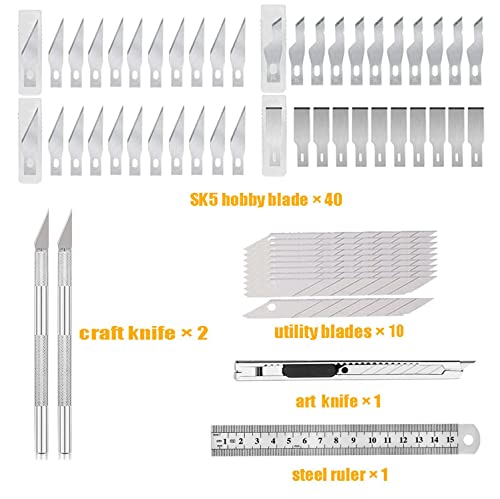 Precision Carving Craft Hobby Knife Kit Exacto Knife 40 Spare Knife Blades With 10 Pcs Art Blades, For Diy Art Work Cutting, Scrapbooking, Stencil #TOP1