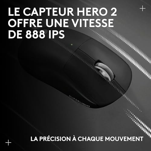 Logitech G Pro X Superlight 2c, Souris de Gaming sans Fil, Souris Pro-Grade compacte 53 g avec 5 Boutons programmables, USB-C, capteur 44K PPP, taux d’Interrogation Jusqu’à 8 kHz, PC/Mac - Noir