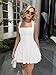 Kaximil Women's Square Neck Ruffle Hem Mini Dress Ruched Waist Short Party Dresses, Medium, White