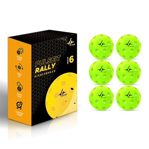 Image of PulseITRally Outdoor Pickleball Balls Set of 6 | 40 Precision Holes, Stable True Flight & Consistent Bounce | Durable High Visibility Pickle Balls for Training, Practice & Competition | Neon Green