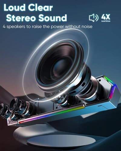 LENRUE G11 Computer Speakers for Desktop, Touch Lights PC Speakers with Surge Clear Sound, USB C/USB Powered for Computer Desktop PC Laptop Monitor（Black） (Black) (Black)