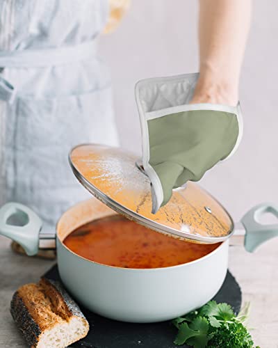 5 Pack Pocket Pot Holders, Sage Green Hot Pads For Kitchen Heat Insulation Potholders, Farmhouse Sage Green Decor Pot Holder Oven Mitts Hot Pad Trivet For Baking Cooking 9"X7" #TOP3