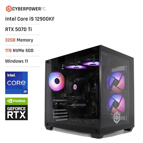 CYBERPOWERPC Luxe Gaming-PC - Intel Core i9-12900KF, Nvidia RTX 5070 Ti 16GB, 32GB RAM, 1TB NVMe SSD, 750W 80+ PSU, Wasserkühlung, Windows 11, Ark RGB
