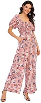Love Welove Fashion Jumpsuits for Women Dressy Casual – Floral Spring Wide Leg Smocked One Piece Romper Outfits