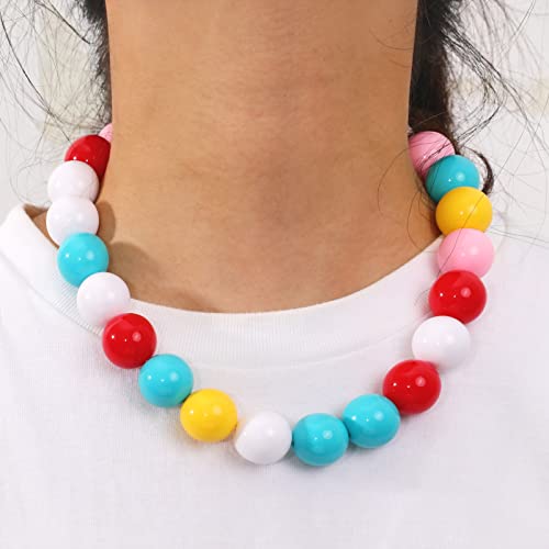 Huiphong Chunky Beads Necklace Resin Acrylic Beaded Statement Choker Necklace For Men Women (Color) #TOP1