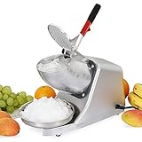 F2C Electric Ice Crusher Shaver Snow Cone Maker with Dual Stainless Steel Blades 300W 145 lbs/hr for Home and Commercial Use (Silver)