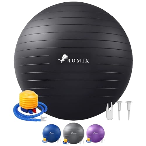 Image of ROMIX Exercise Ball, Anti-Burst Yoga and Birthing Ball with Pump, Home Use