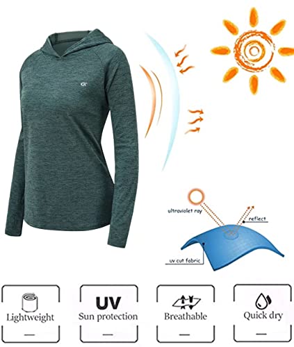 Women's Long Sleeve Hoodie Shirts,Upf 50+ Sun Protection Uv Outdoors Lightweight T-Shirt Fishing Running Workout Tops Cyan S #TOP3