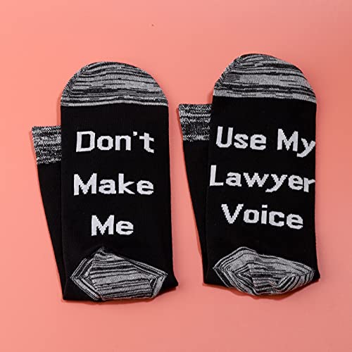 Levlo Funny Lawyer Gifts Don't Make Me Use My Lawyer Voice Socks Christmas Graduation Gift Ideas (2 Pairs- Mid Calf - 1) #TOP3
