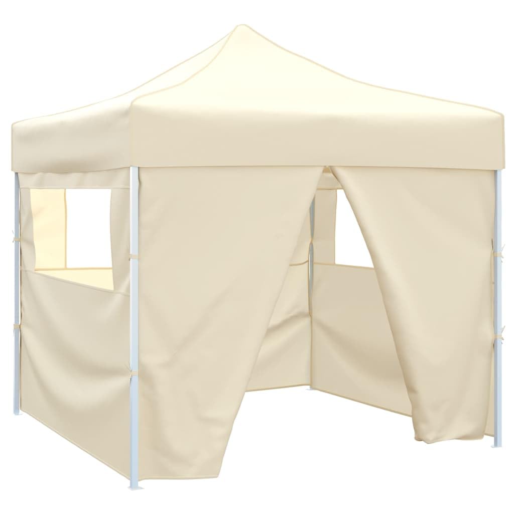 Carpa plegable con 4 paredes laterales, 3 x 3 m, color crema y estructura