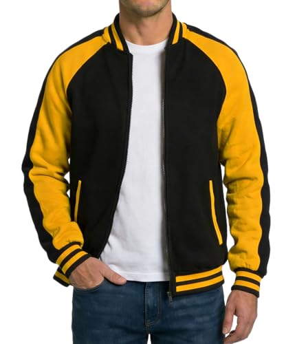 Decrum Bomber Jacket Men - Soft Mens Varsity Jackets [44985505] (N) | Black. Yellow, XL