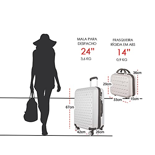 Kit Mala Rígida Média com TSA 360º mais Frasqueira - Gladiador C1M (Rose Gold)