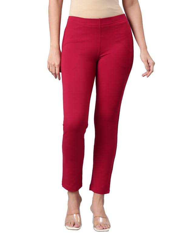 Image of GO COLORS Ponte Smart Kurti Pants Full Length for Women | Breathable, Mid Rise