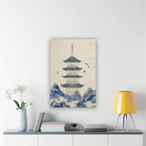 Paysage asiatique poster toile pagodes japonaises déco murale temples rétro 40x61cm - 6