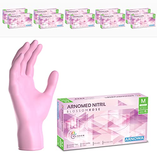 1000x Arnomed Guantes Nitrilo Talla M Rosa, Guantes Desechables Quirurgicos Y Laboratorio, Luvas Nitrilo Descartaveis Sin Polvo Y Látex, Manoplas Nitrilo En Xs, S, M, L, Xl, Xxl