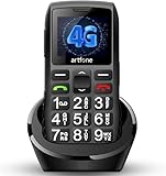 artfone 4G Volte Big Button Cell Phone Unlocked for Seniors Big Buttons LTE Phone for Elderly & Kids, Clear Sound, SOS Button, Convenient USB-C & Charging Dock, Talking Numbers, Black