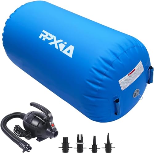 PPXIA Gymnastics Air Roller Air Barrel Inflatable Tumbling Mat, Tumble Track Backhandspring Mat Gymnastic Equipment with Pump for Yoga Training Cheerleading Home Use