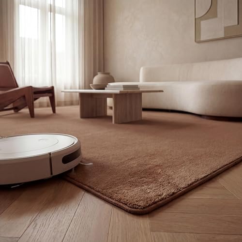 Jimri Fashion4Home Alfombra de Pelo Corto Liso para salón, habitación de los niños, Dormitorio, Estudio, Oficina, Pasillo y Cocina, Color marrón/Topo Tamaño: 160 x 230 cm - imagen 5