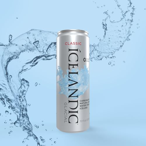 Icelandic Glacial Sparkling Water, Unflavored, 330 ml / 11.1 Fl Oz Cans (Pack of 10)