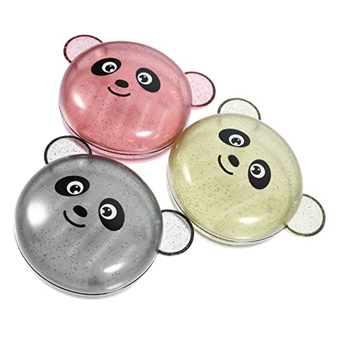 BEBEMOKO 3pcs Cartoon Soap Holder Design Panda Shape Soap Box for Bathroom and Kitchen and