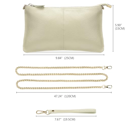 Image of YALUXE Genuine Leather Wristlet Handbags Purses Cell Phone Pocket Clutch Wallet Crossbody Bags for Women