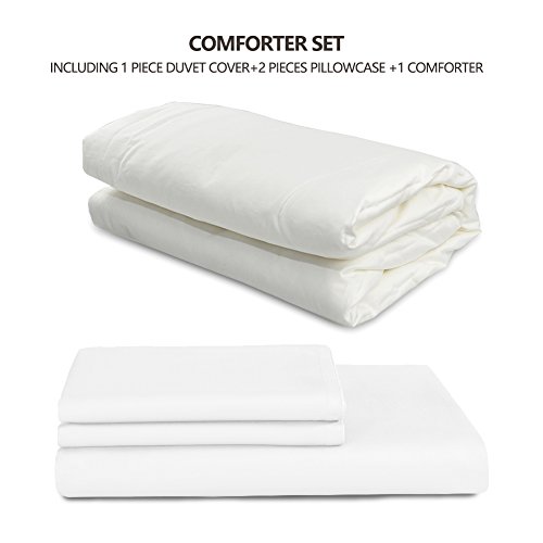Thxsilk 4 Piece Silk Comforter Set For Summer - White, King - Soft, Light Weight - Include 1 Pure Silk Filled Comforter, 1 400Tc Removable Cotton Sateen Cover, 2 Pillowcases #TOP1