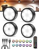 Tedmos Luz Nocturna Sensor Movimiento Recargable USB 2400mAh, Luces LED Interior RGB Regulable, Iluminación Magnética Sin Cable para Escalera Pasillo Dormitorio Cocina Garaje Armario