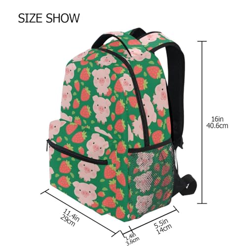 Cute Strawberry Pig Backpack for School Boys Girls Adults Kids Bookbag Laptop Bag 18L4
